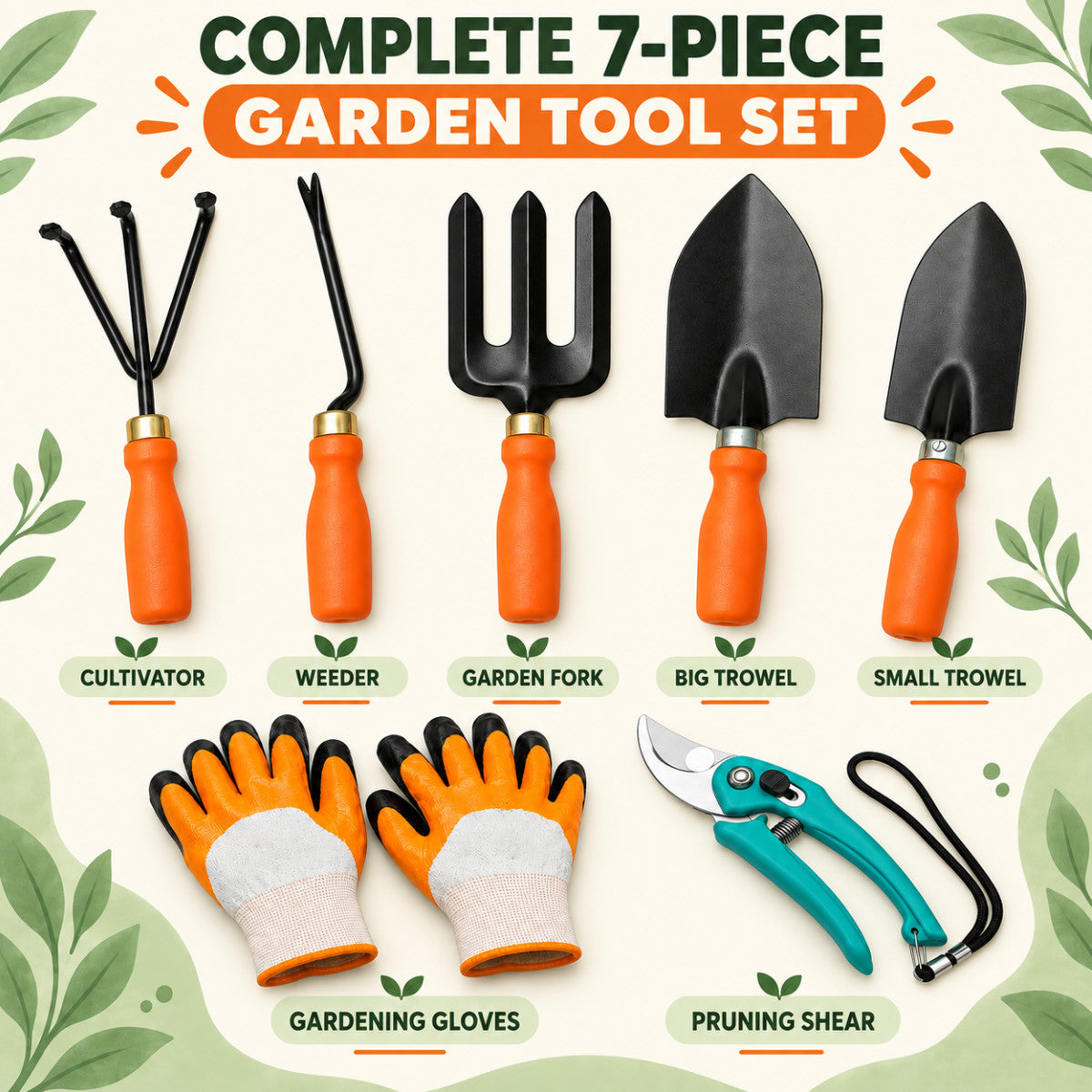 Casa De Amor Gardening Tools Kit-7 Pcs | Home Gardening Tool Set