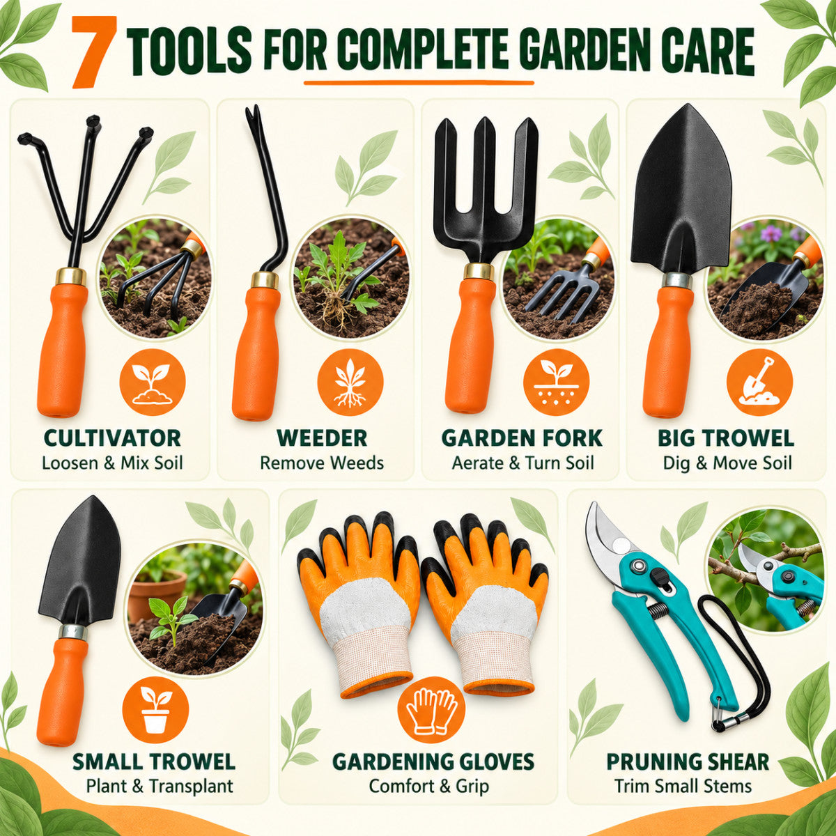 Casa De Amor Gardening Tools Kit-7 Pcs | Home Gardening Tool Set