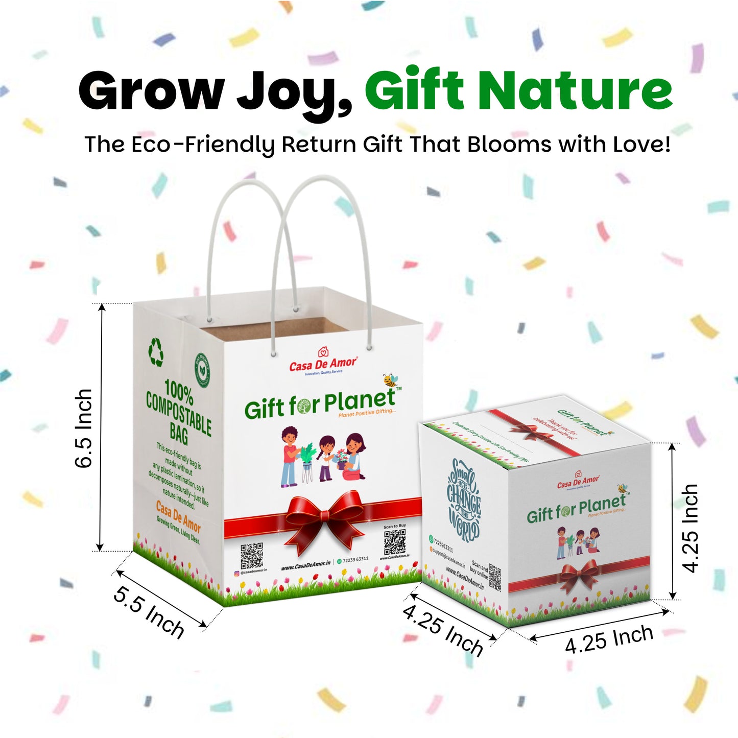 Casa De Amor Gift for Planet Grow Your Own Vegetable Kit for Kids – DIY Gardening Kit with Pot, Seeds, Soil – Eco-Friendly Return Gift