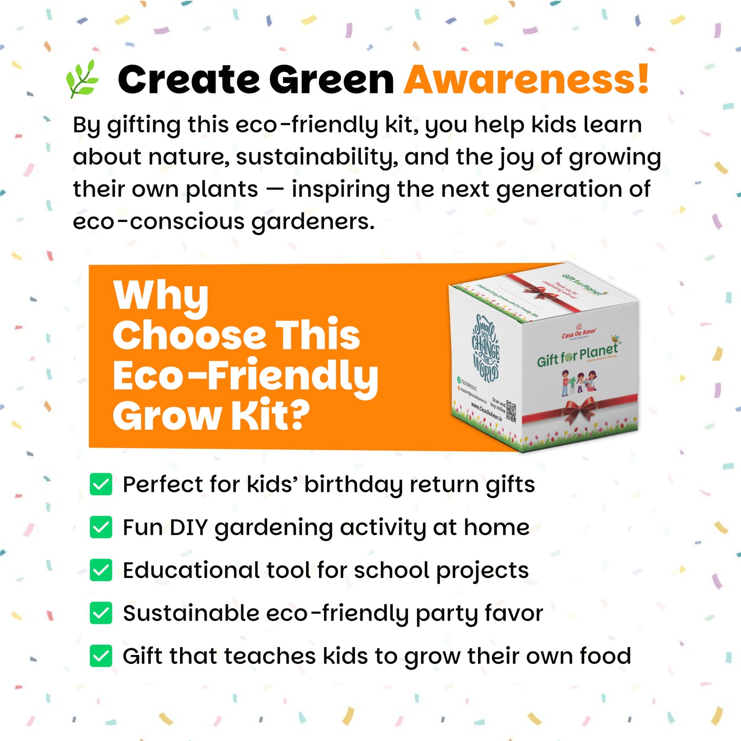 Casa De Amor Gift for Planet Grow Your Own Vegetable Kit for Kids – DIY Gardening Kit with Pot, Seeds, Soil – Eco-Friendly Return Gift