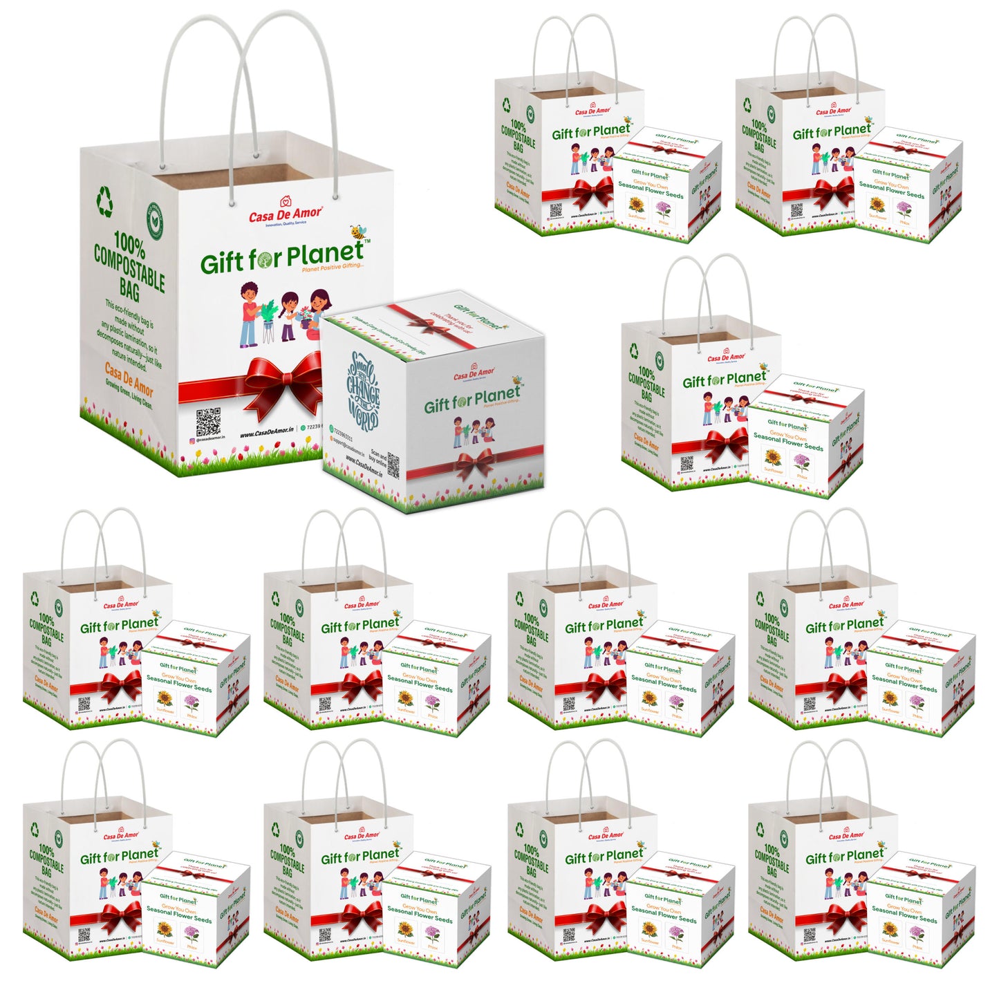Casa De Amor Gift for Planet Grow Your Own Flower Kit for Kids – DIY Gardening Kit with Pot, Seeds, Soil – Eco-Friendly Return Gift
