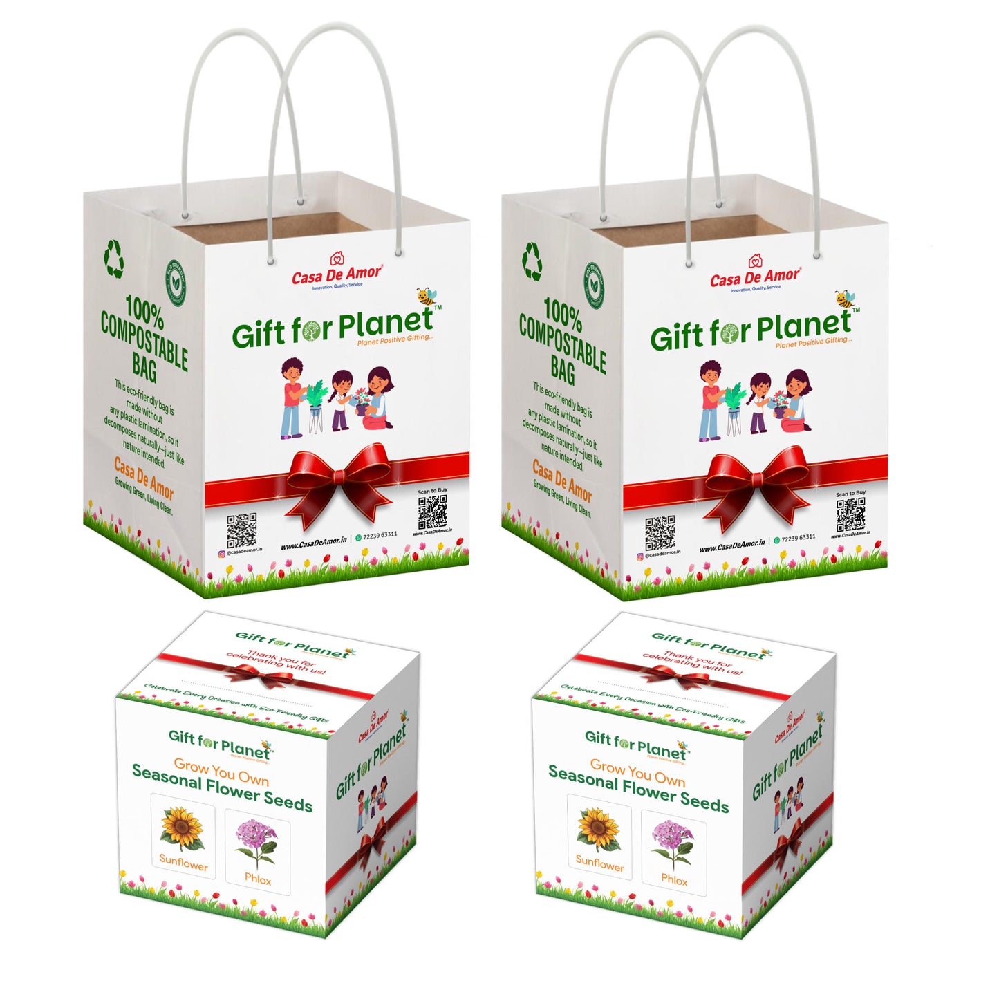 Casa De Amor Gift for Planet Grow Your Own Flower Kit for Kids – DIY Gardening Kit with Pot, Seeds, Soil – Eco-Friendly Return Gift