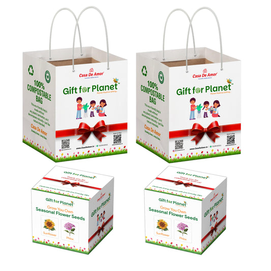Casa De Amor Gift for Planet Grow Your Own Flower Kit for Kids – DIY Gardening Kit with Pot, Seeds, Soil – Eco-Friendly Return Gift