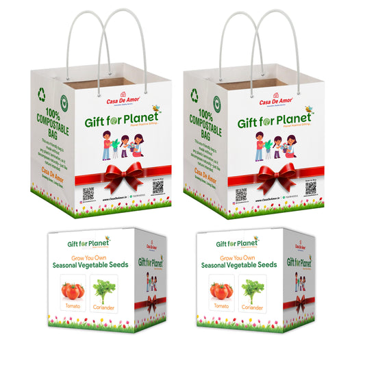 Casa De Amor Gift for Planet Grow Your Own Vegetable Kit for Kids – DIY Gardening Kit with Pot, Seeds, Soil – Eco-Friendly Return Gift