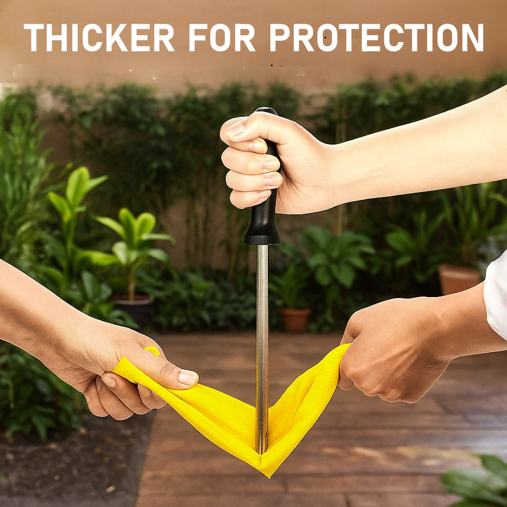 Casa De Amor Long Heavy Duty Latex Rubber Gardening Gloves – Waterproof & Reusable Garden Gloves for Home, Farming, Agriculture & Dairy Use – 0.55mm Thick, Yellow (1 Pair)