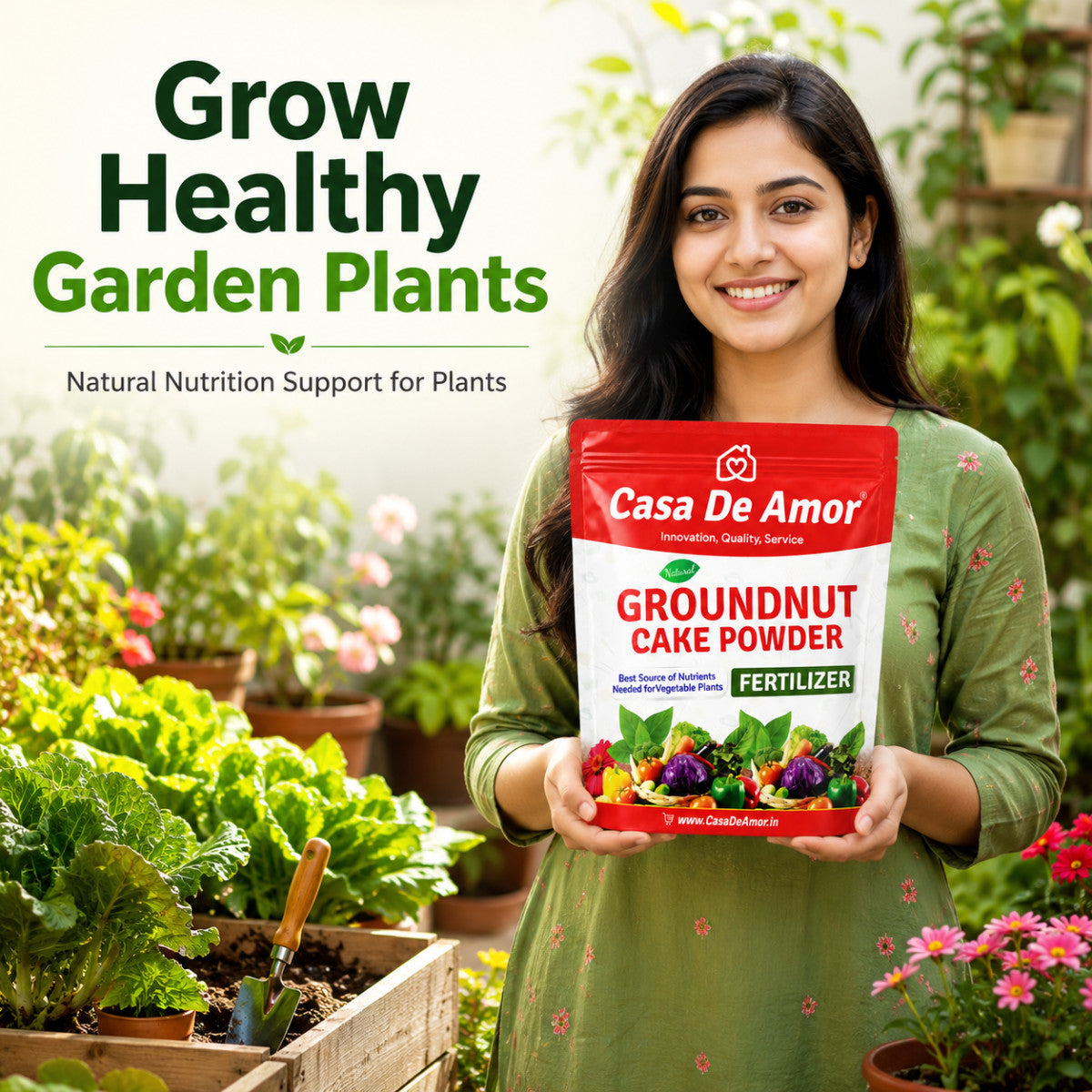 Casa De Amor Natural Groundnut Cake Powder Fertilizer for Home, Balcony, Terrace & Outdoor Gardening (900 Gm)