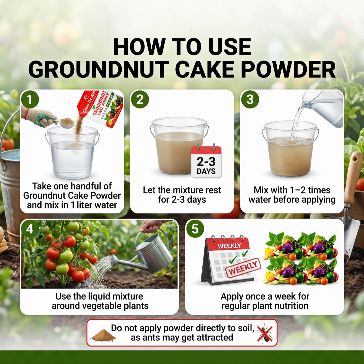 Casa De Amor Natural Groundnut Cake Powder Fertilizer for Home, Balcony, Terrace & Outdoor Gardening (900 Gm)