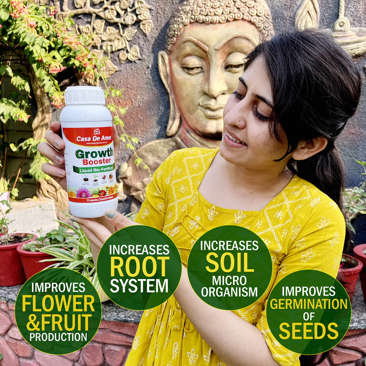 Casa De Amor Growth Booster Liquid Bio-Fertilizer for All Plants, Perfect to Use On Indoor/Outdoor Plants