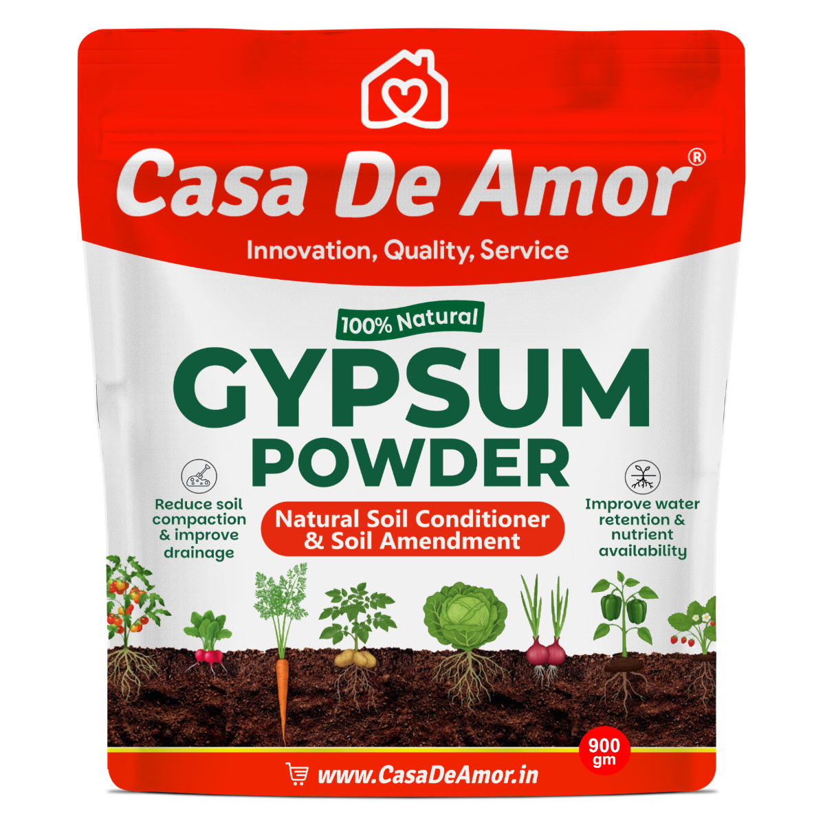 Casa De Amor Gypsum Powder for Plants | Natural Soil Conditioner & Soil Amendment for Lawn and Garden