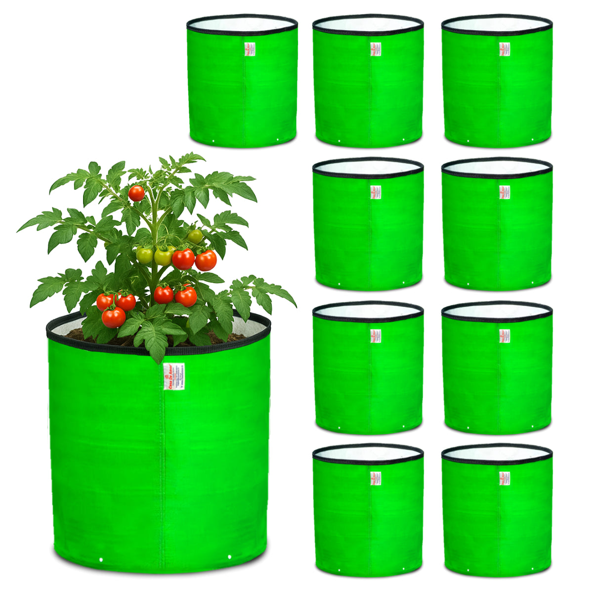 Casa De Amor 12x12 Inch HDPE Grow Bag Heavy Duty Round Planter Bag with Black Top Border | Reusable Grow Bags for Home Garden, Vegetables, Flowers & Terrace Gardening, 260 GSM