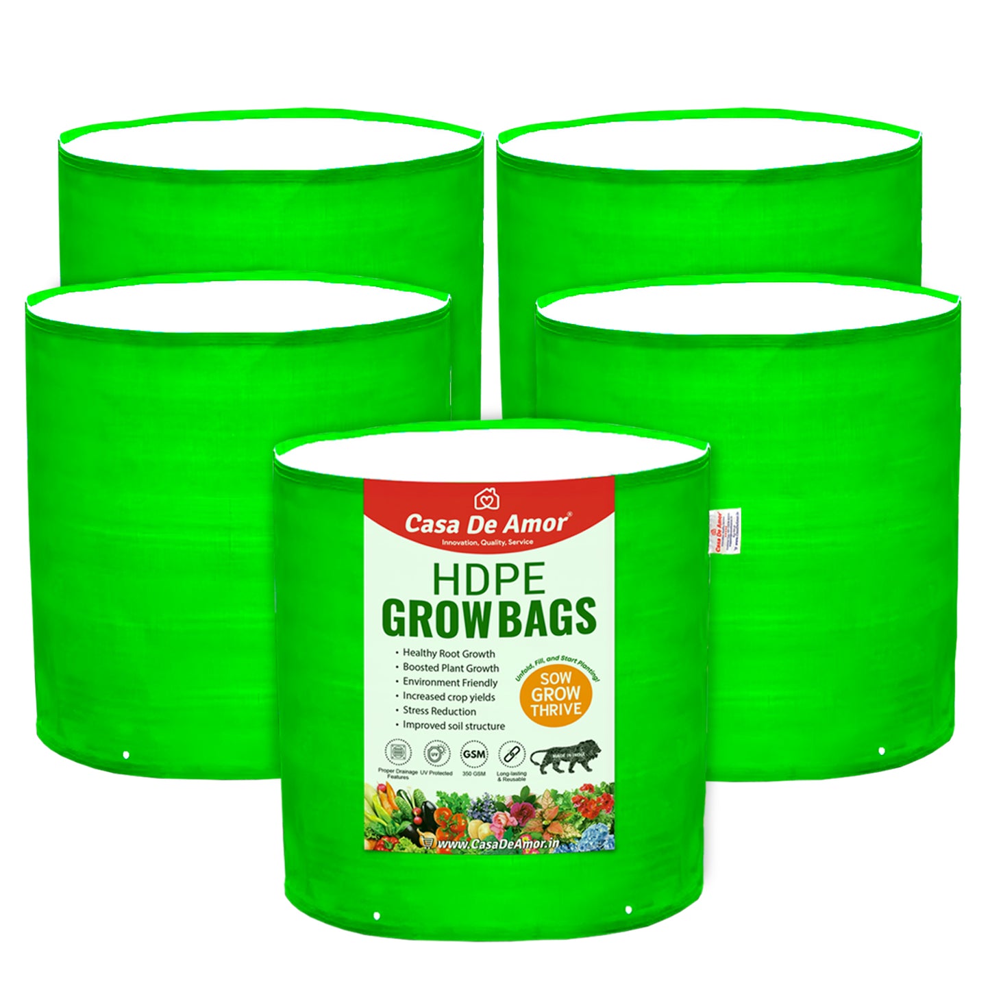 Casa De Amor Terrace Gardening Vegetable and Flower Green Grow Bag (12 X 12 Inch, 260 GSM)