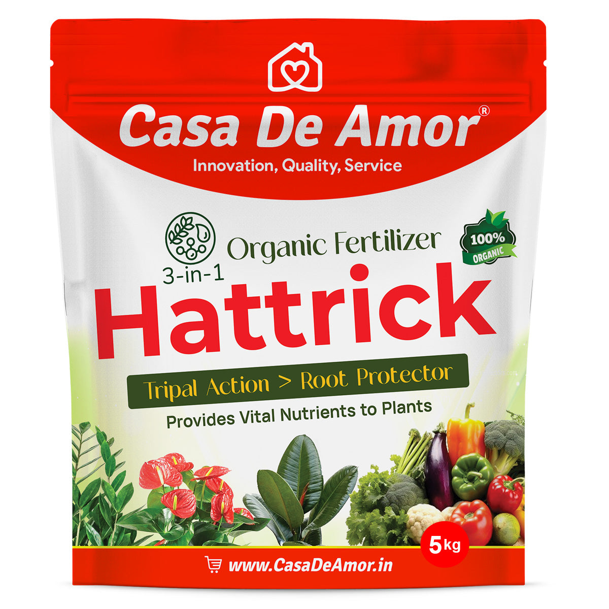 Hattrick, A Complete 100% Natural- Plant Bio-Fertilizer with 3 in 1 Action