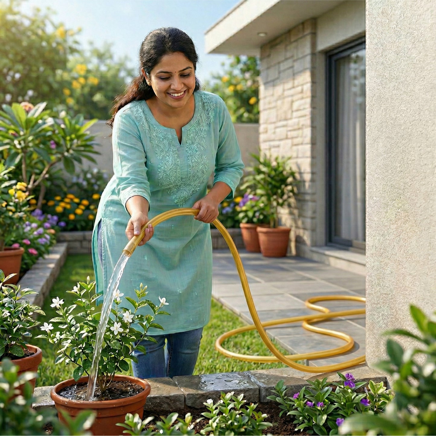 Casa De Amor 0.5 Inch Garden Hose Pipe with Connectors & Clamps for Gardening & Home Use
