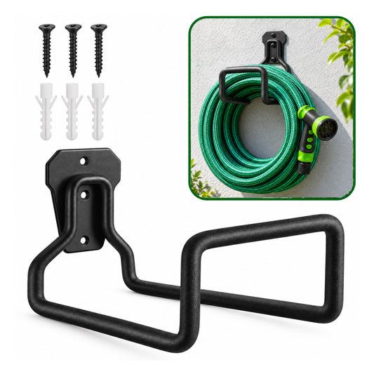 Casa De Amor Garden Hose Hanger for Wall, Heavy Duty Metal, Black