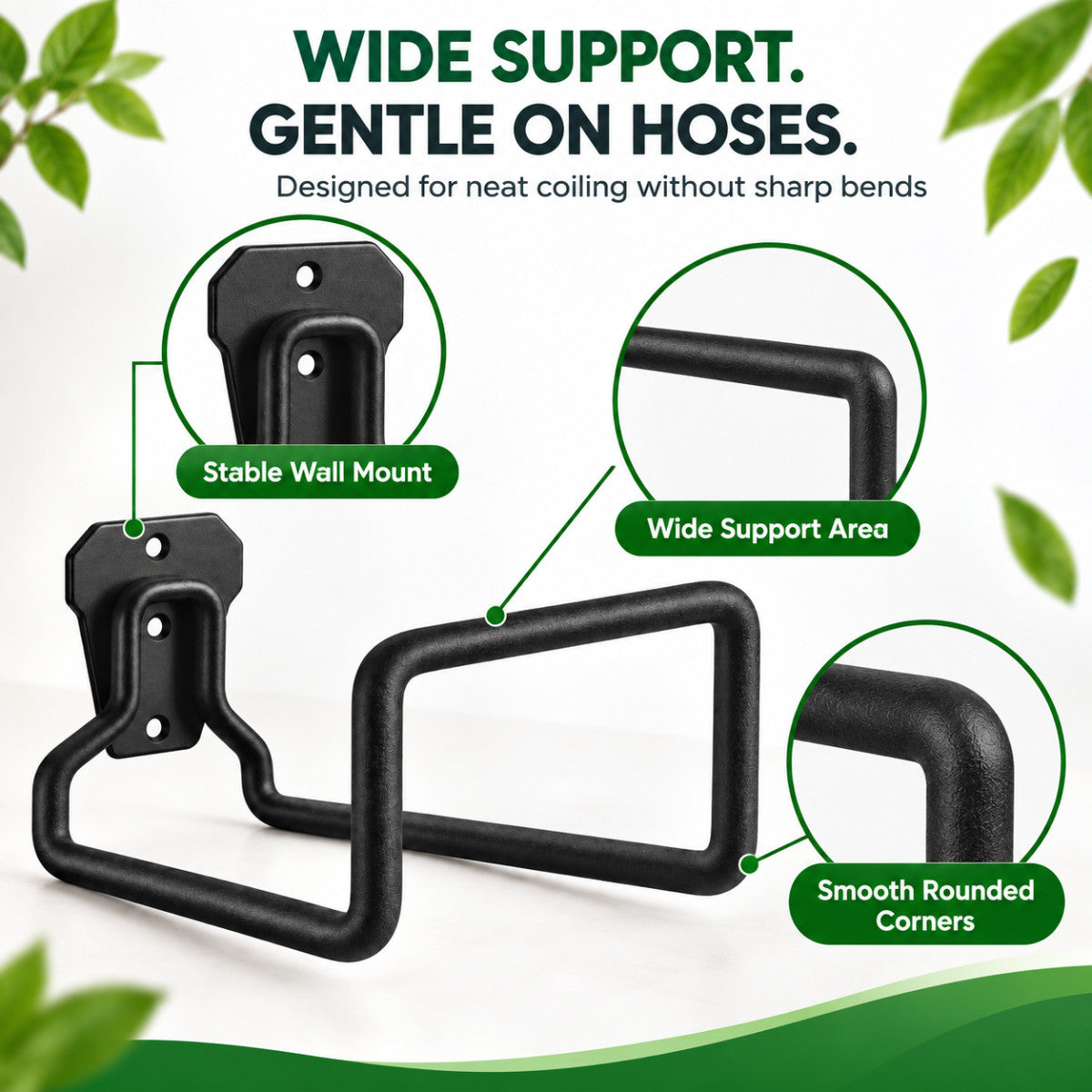 Casa De Amor Garden Hose Hanger for Wall, Heavy Duty Metal, Black