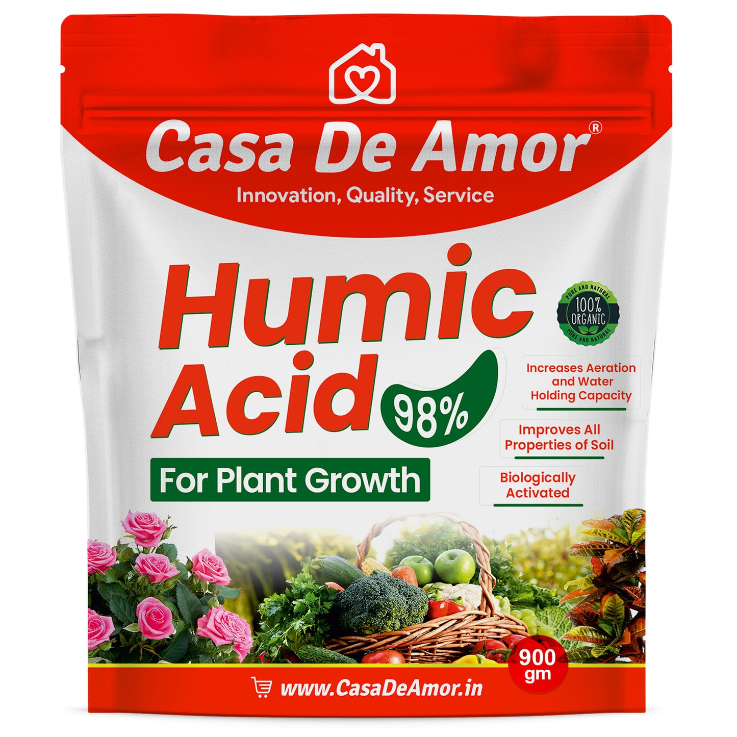 Casa De Amor Organic Humic Acid 98 (Water Soluble) for Plants, Natural Plant Growth Stimulator, Improves Plant Root System