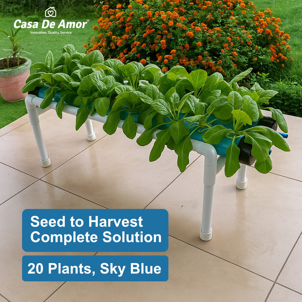 Casa De Amor Hydroponics Kit for Home- 20 Plants, Beginners Hydroponic System- Reusable for Indoor/Outdoor hydroponics, Seeds Included