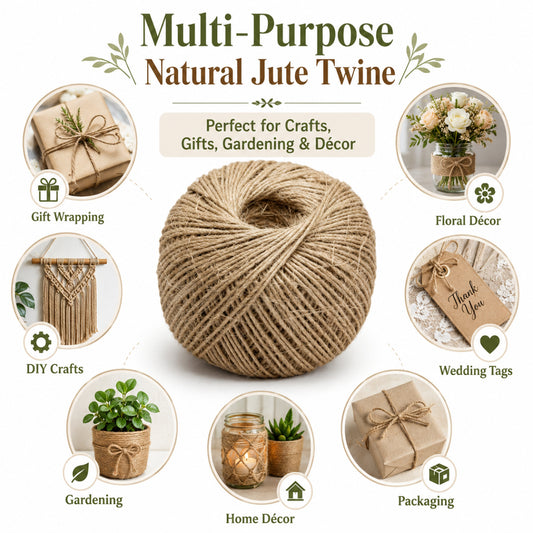 Casa De Amor Natural Jute Twine Rope/Sutli Thread – 60 Meters | Brown Jute String for Gift Wrapping, DIY Crafts, Gardening & Decoration