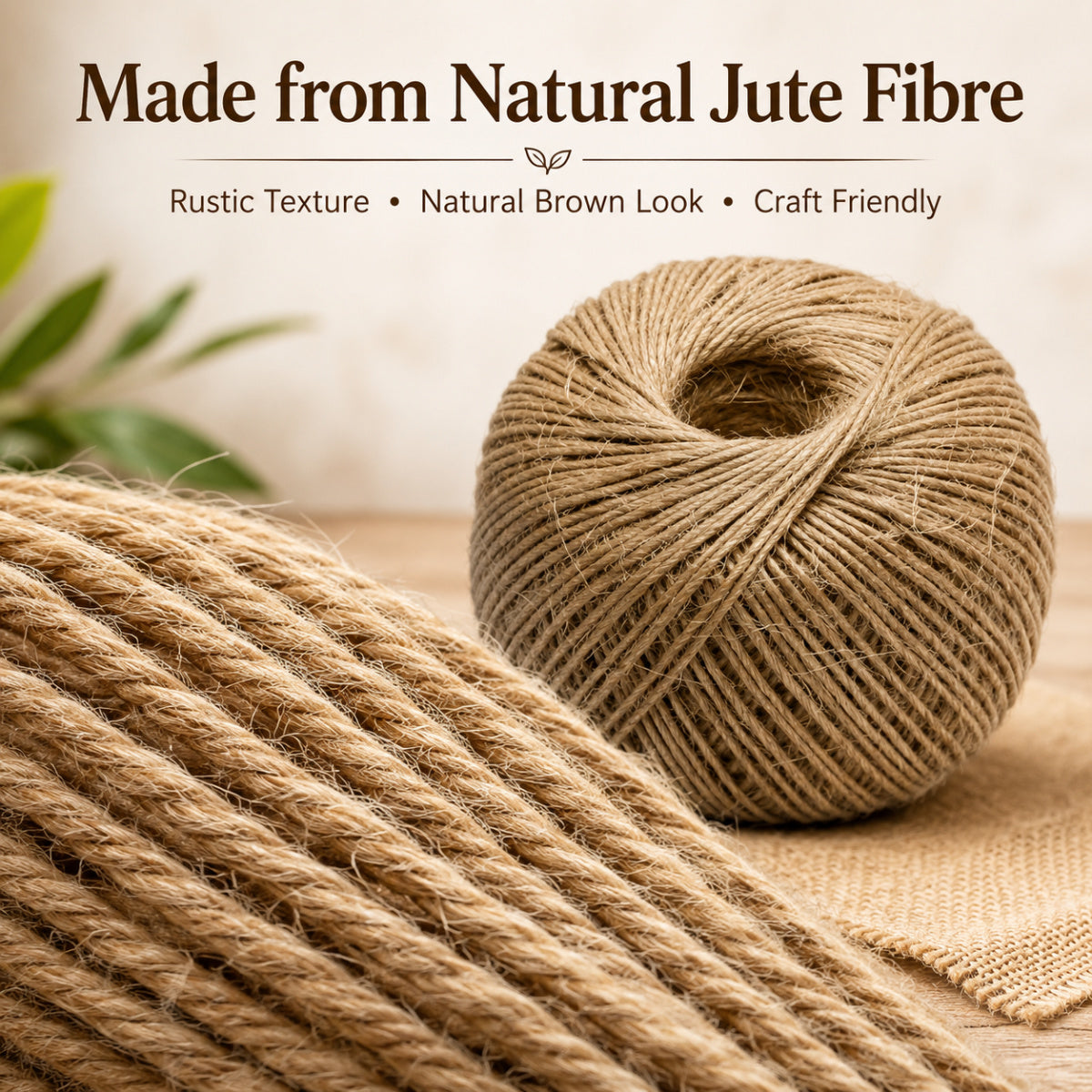 Casa De Amor Natural Jute Twine Rope/Sutli Thread – 60 Meters | Brown Jute String for Gift Wrapping, DIY Crafts, Gardening & Decoration
