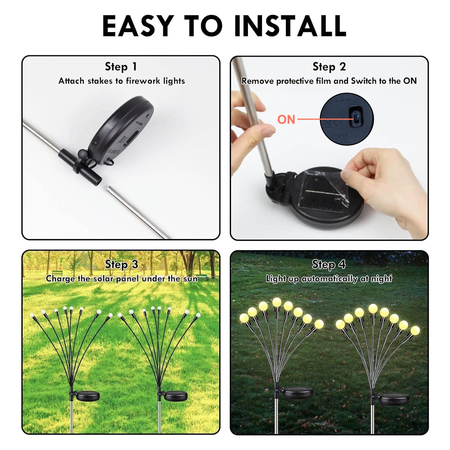 Casa De Amor Solar Garden Light for Outdoor Decoration | Swaying Firefly Lights for Balcony, Patio, Terrace, Lawn, Pathway | Waterproof, Solar Powered, Warm White LED Lamps