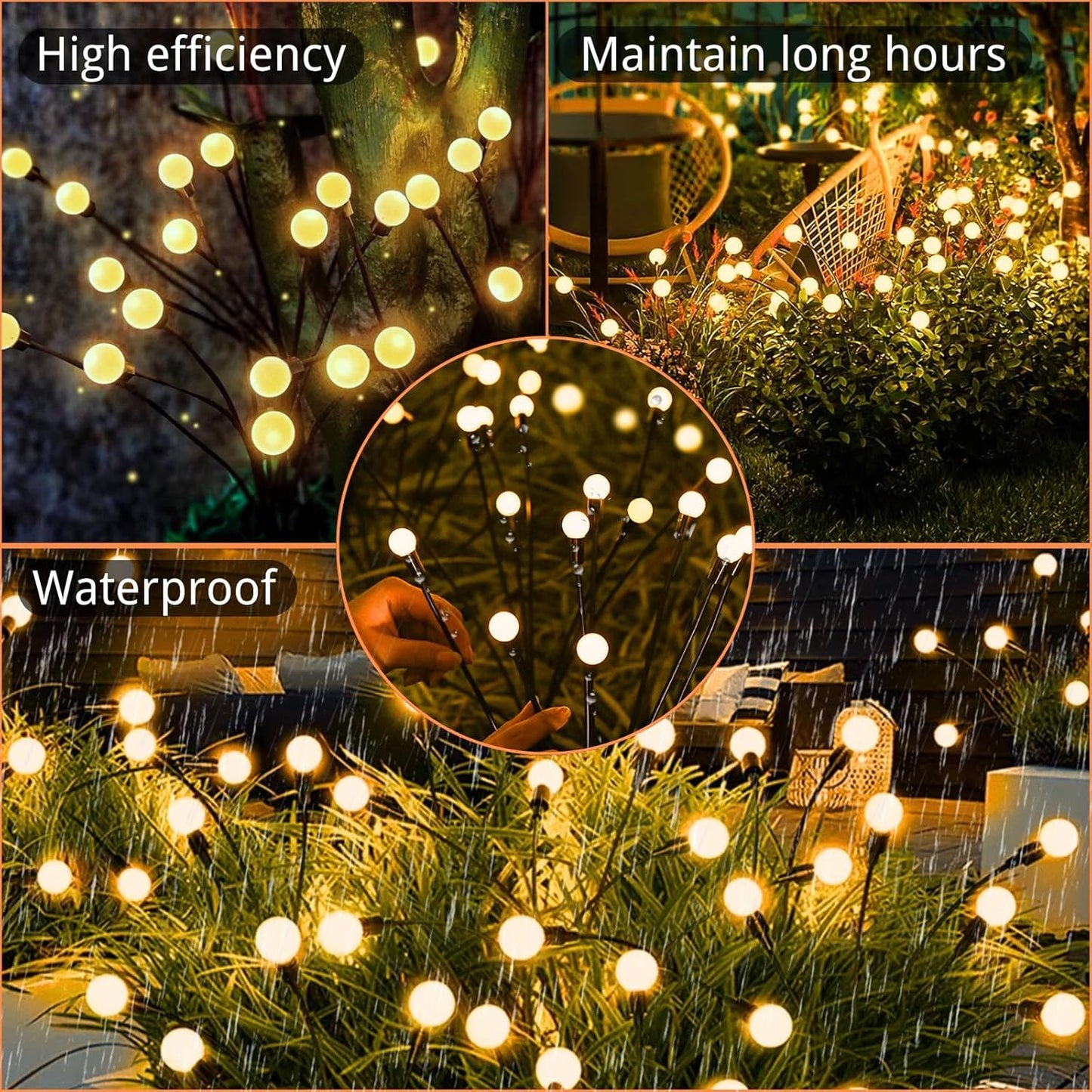 Casa De Amor Solar Garden Light for Outdoor Decoration | Swaying Firefly Lights for Balcony, Patio, Terrace, Lawn, Pathway | Waterproof, Solar Powered, Warm White LED Lamps