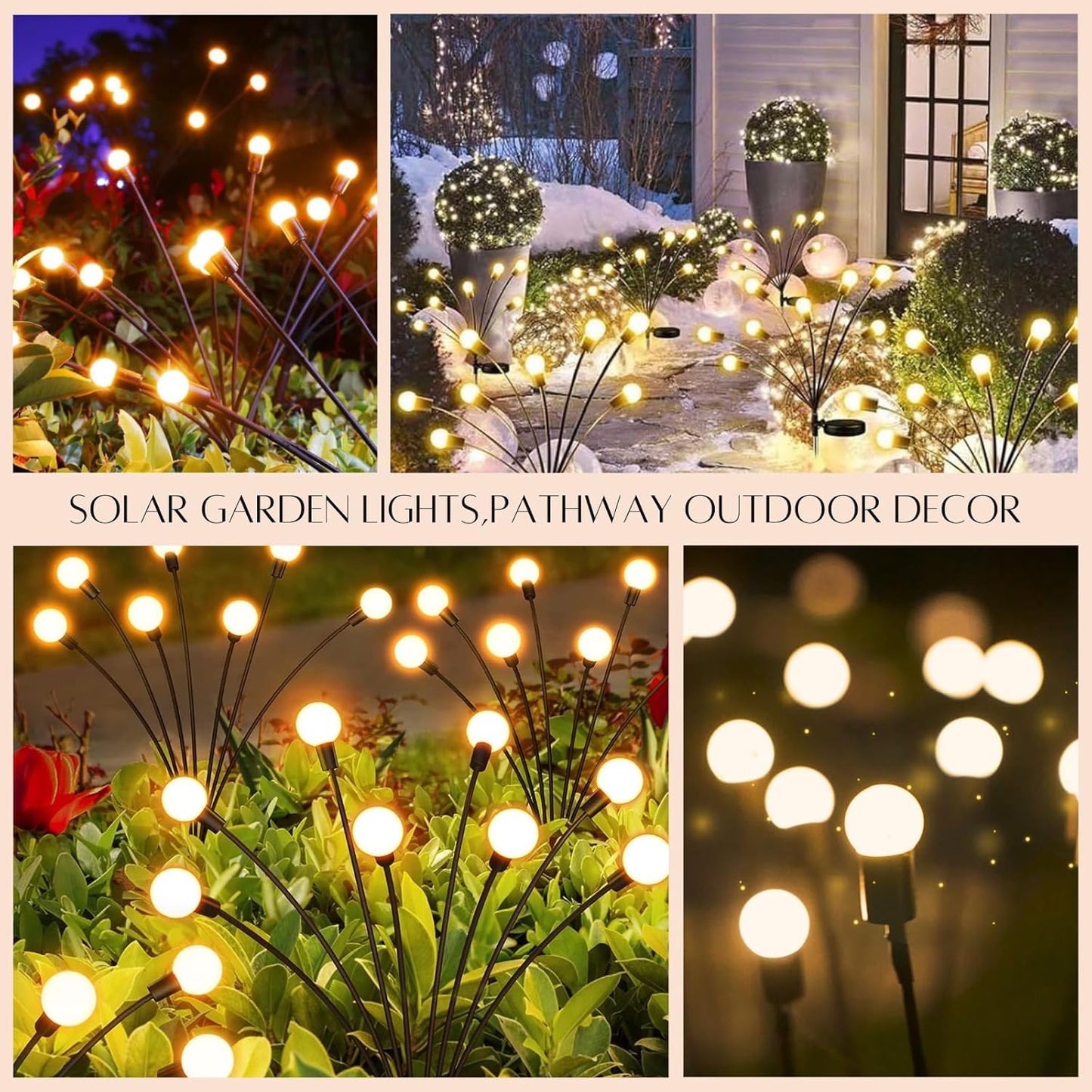 Casa De Amor Solar Garden Light for Outdoor Decoration | Swaying Firefly Lights for Balcony, Patio, Terrace, Lawn, Pathway | Waterproof, Solar Powered, Warm White LED Lamps