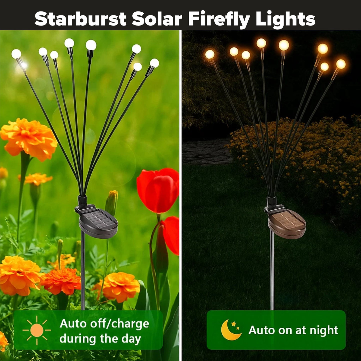 Casa De Amor Solar Garden Light for Outdoor Decoration | Swaying Firefly Lights for Balcony, Patio, Terrace, Lawn, Pathway | Waterproof, Solar Powered, Warm White LED Lamps