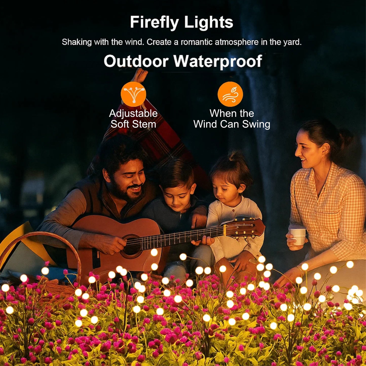 Casa De Amor Solar Garden Light for Outdoor Decoration | Swaying Firefly Lights for Balcony, Patio, Terrace, Lawn, Pathway | Waterproof, Solar Powered, Warm White LED Lamps