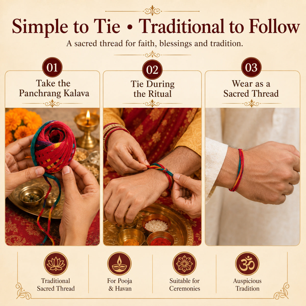 Casa De Amor Panchrang Cotton Kalava Mauli Dhaga, Multicolour