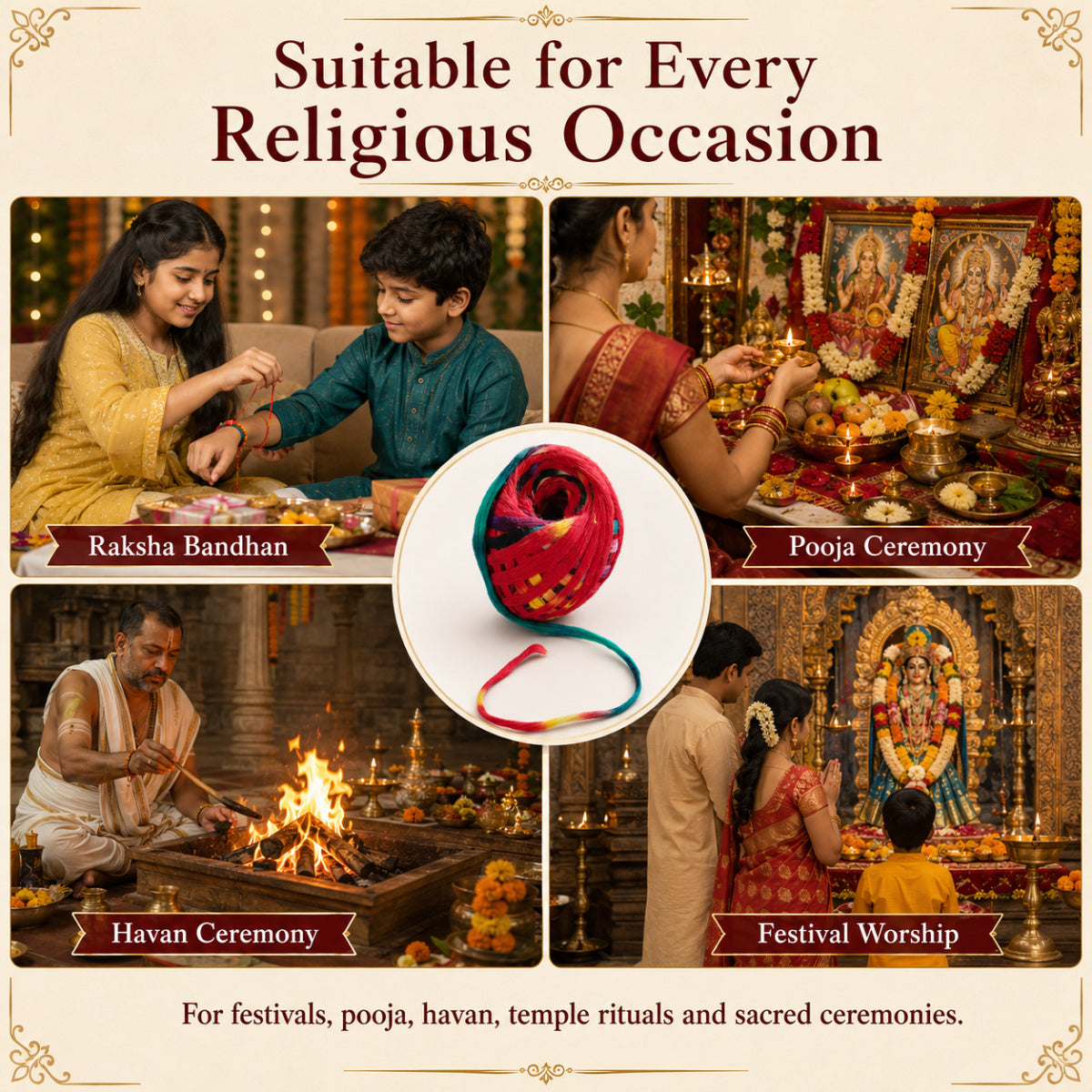 Casa De Amor Panchrang Cotton Kalava Mauli Dhaga, Multicolour
