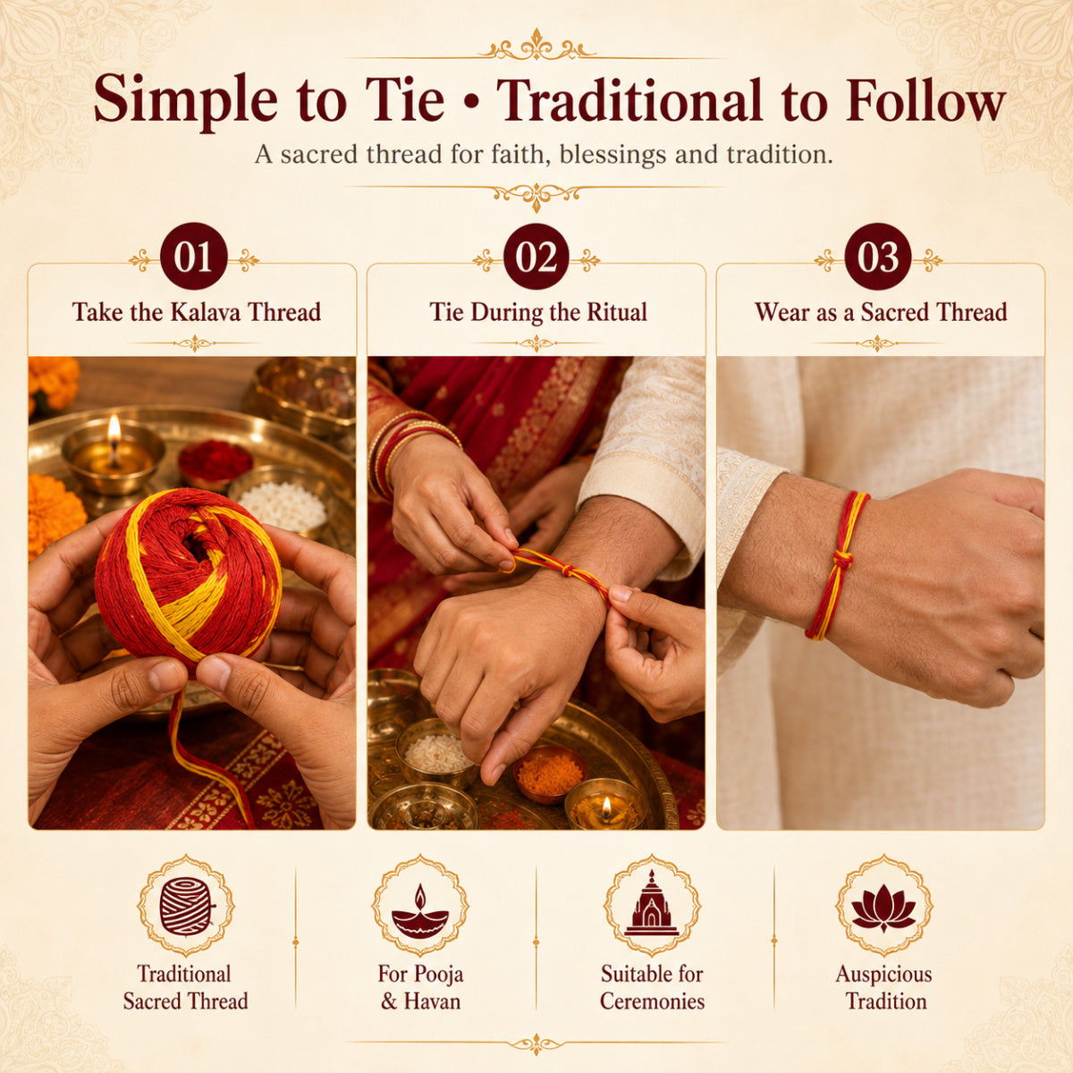 Casa De Amor Cotton Kalava Mauli Dhaga, Red & Yellow