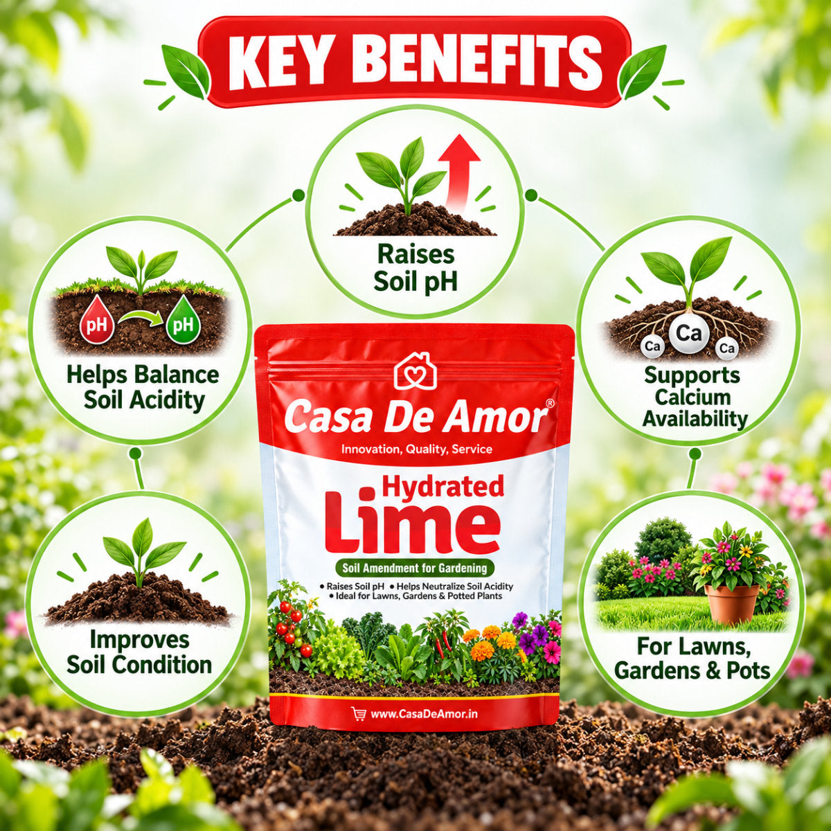 Casa De Amor Hydrated Lime for Gardening and Soil Amendment