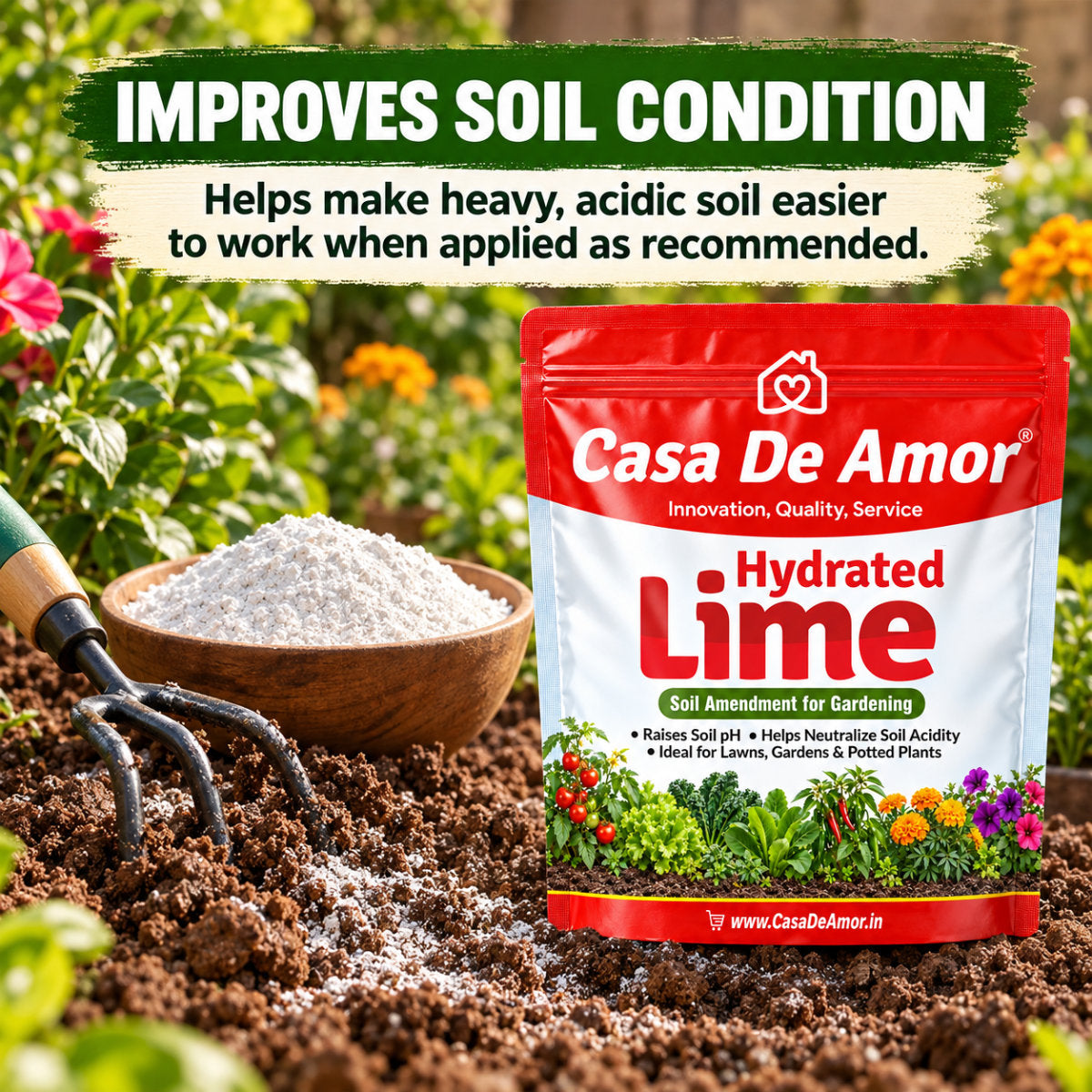 Casa De Amor Hydrated Lime for Gardening and Soil Amendment