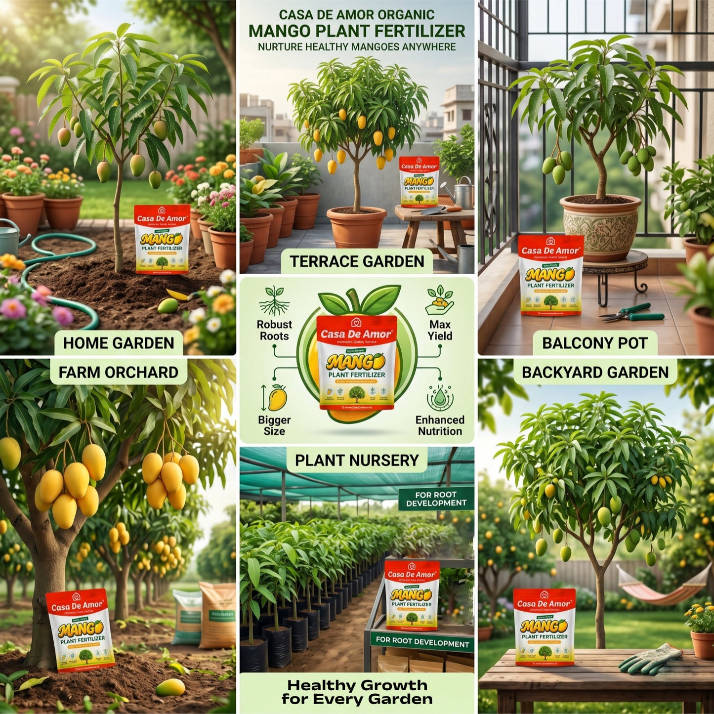 Casa De Amor Mango Plant Fertilizer for Faster Growth, Flowering & Fruiting | Improves Mango Size & Taste | Suitable for All Mango Trees & Plants | Natural Nutrient Formula