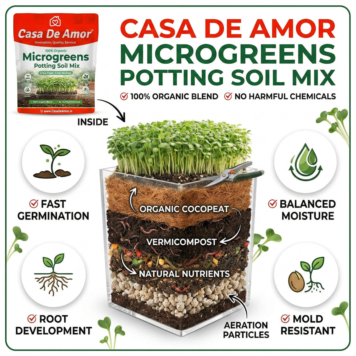 Microgreens Organic Potting Soil, Grow Microgreens in Kitchen Garden, Terrace Garden