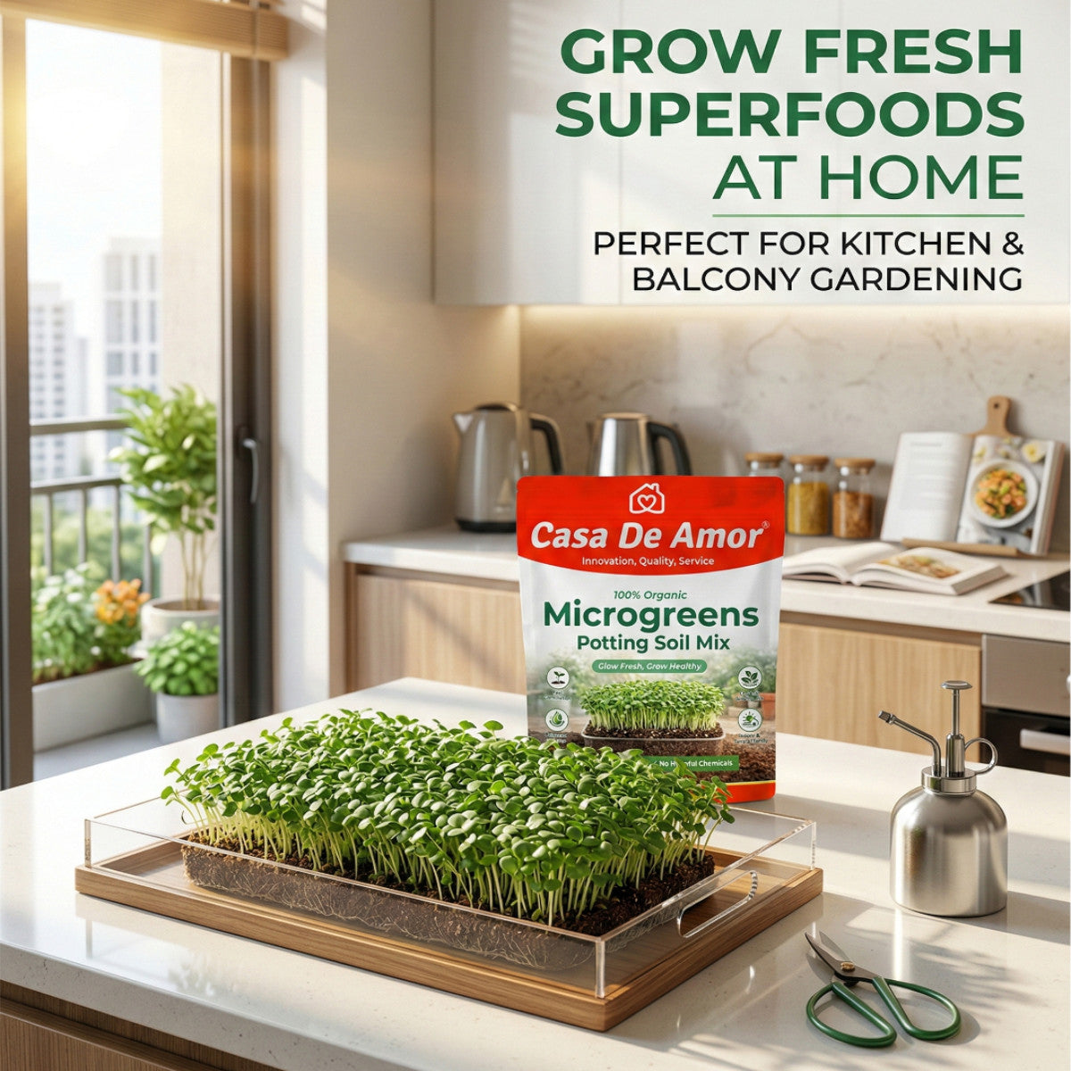 Microgreens Organic Potting Soil, Grow Microgreens in Kitchen Garden, Terrace Garden