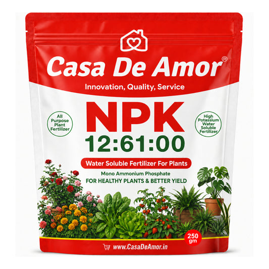 Casa De Amor NPK 12:61:00 Water Soluble Fertilizer for Plants, Mono Ammonium Phosphate MAP Plant Food for Root Growth, Flowering & Fruiting, Foliar Spray Nutrition for Home Garden Plants