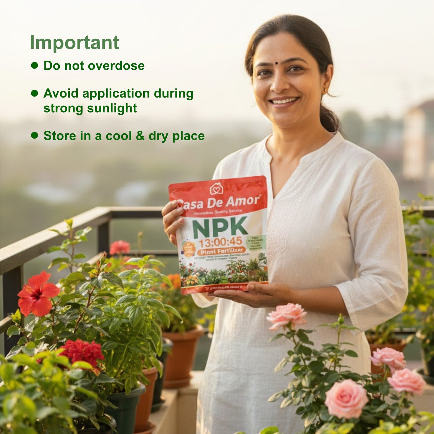 Casa De Amor NPK 13:00:45 Plant Fertilizer Water Soluble | High Potash Plant Food for Flowers, Fruits, Vegetables | Foliar Spray & Soil Use | Home Gardening