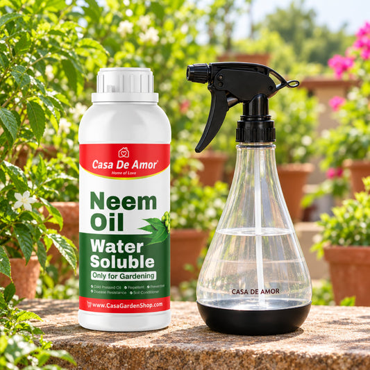 Casa De Amor Neem Oil Spray Kit | Water Soluble Neem Oil 500ml + 700ml Spray Bottle