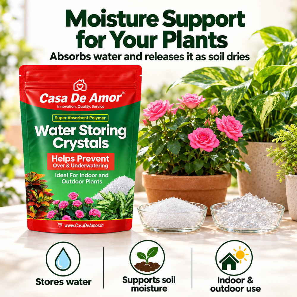 Casa De Amor Water Storing Crystals | Water Retaining Super Absorbent Polymer for Plant, Soil Mixing and Hydroponics Gardening, Lucky Bamboo plant