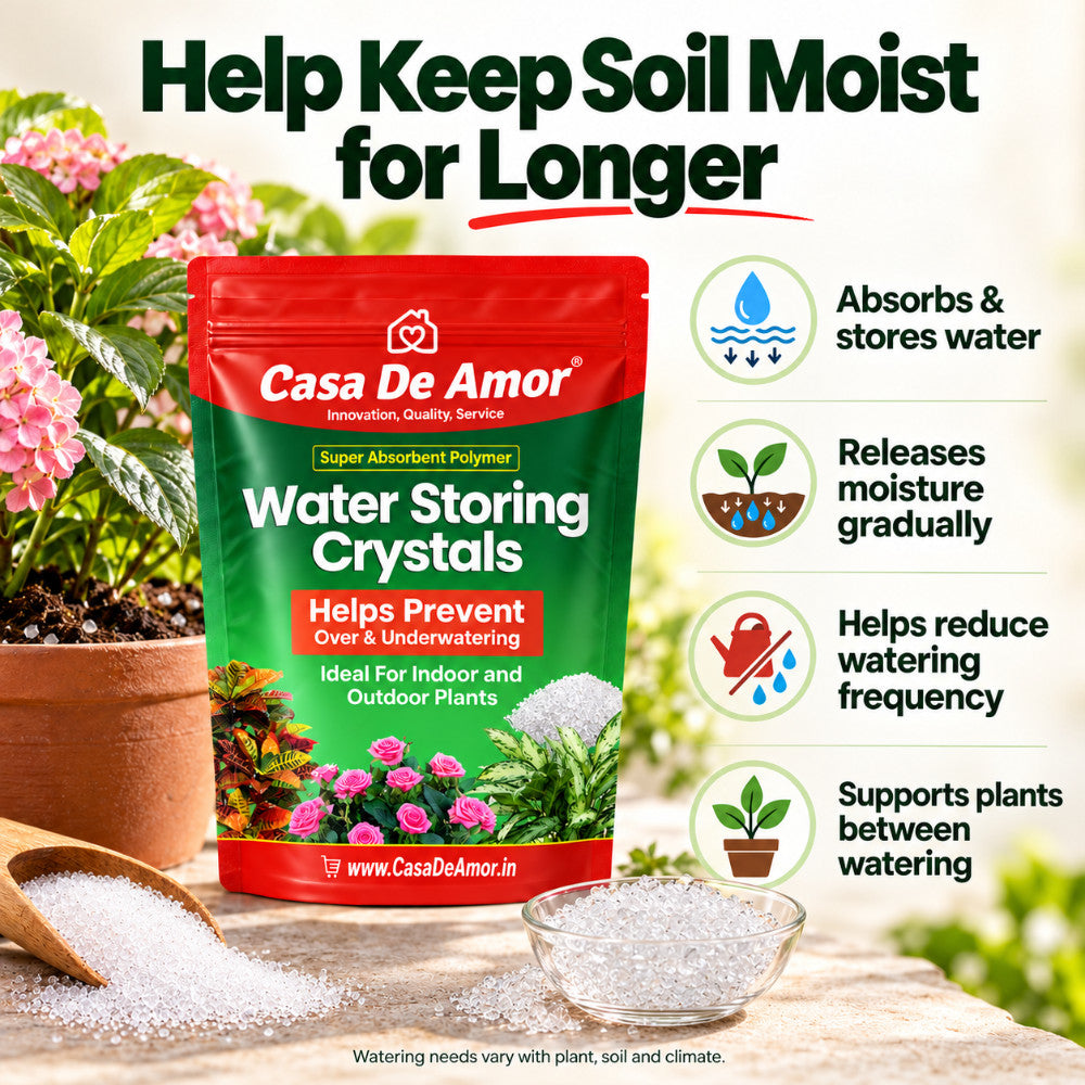 Casa De Amor Water Storing Crystals | Water Retaining Super Absorbent Polymer for Plant, Soil Mixing and Hydroponics Gardening, Lucky Bamboo plant