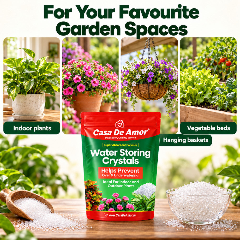 Casa De Amor Water Storing Crystals | Water Retaining Super Absorbent Polymer for Plant, Soil Mixing and Hydroponics Gardening, Lucky Bamboo plant