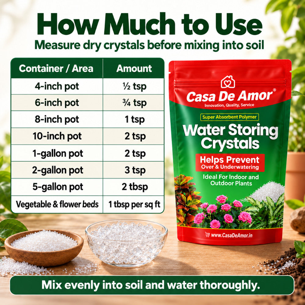Casa De Amor Water Storing Crystals | Water Retaining Super Absorbent Polymer for Plant, Soil Mixing and Hydroponics Gardening, Lucky Bamboo plant