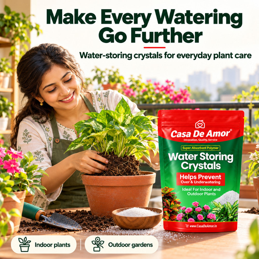 Casa De Amor Water Storing Crystals | Water Retaining Super Absorbent Polymer for Plant, Soil Mixing and Hydroponics Gardening, Lucky Bamboo plant