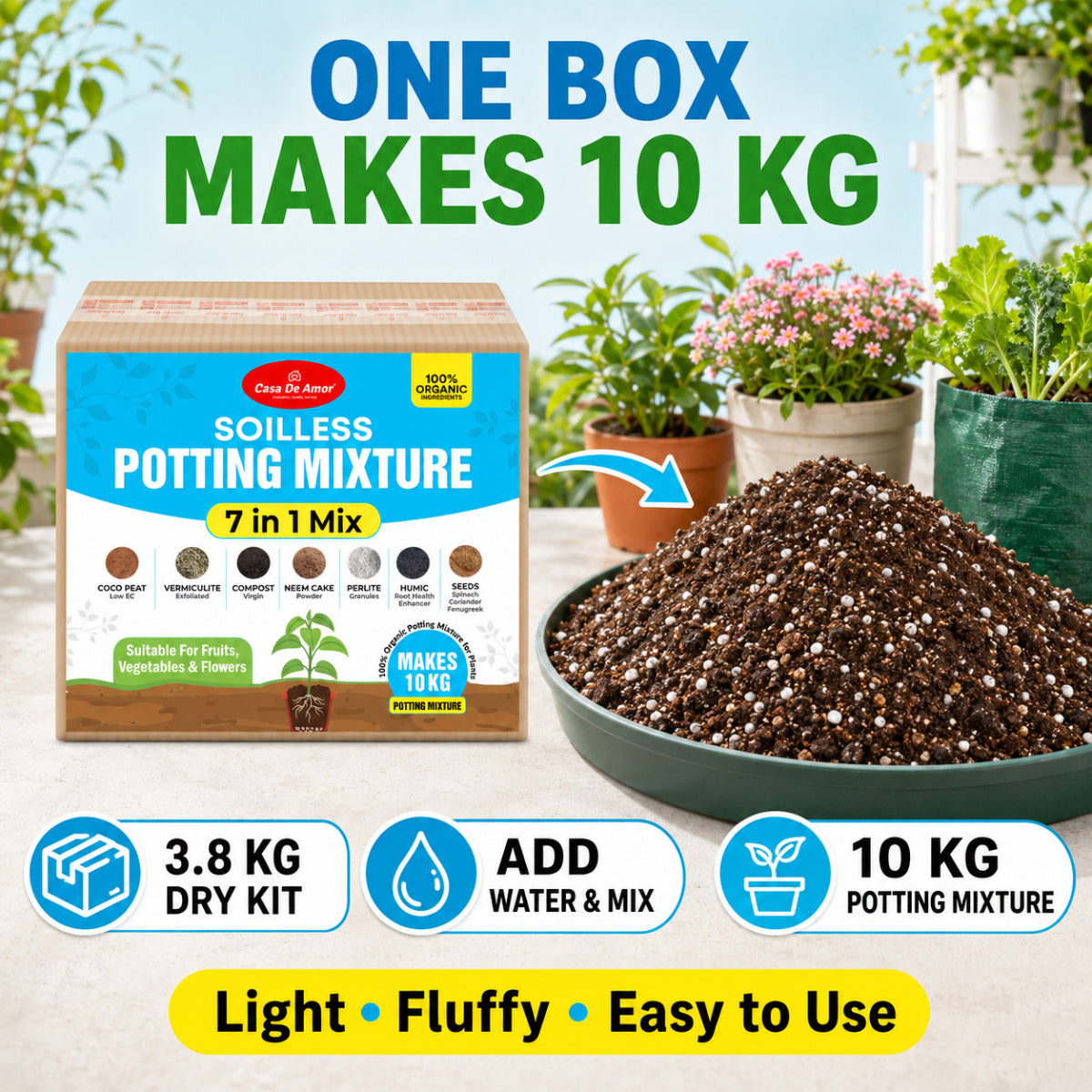 Casa De Amor 7-in-1 Potting Soil Mixture Makes Potting Soil for Plants