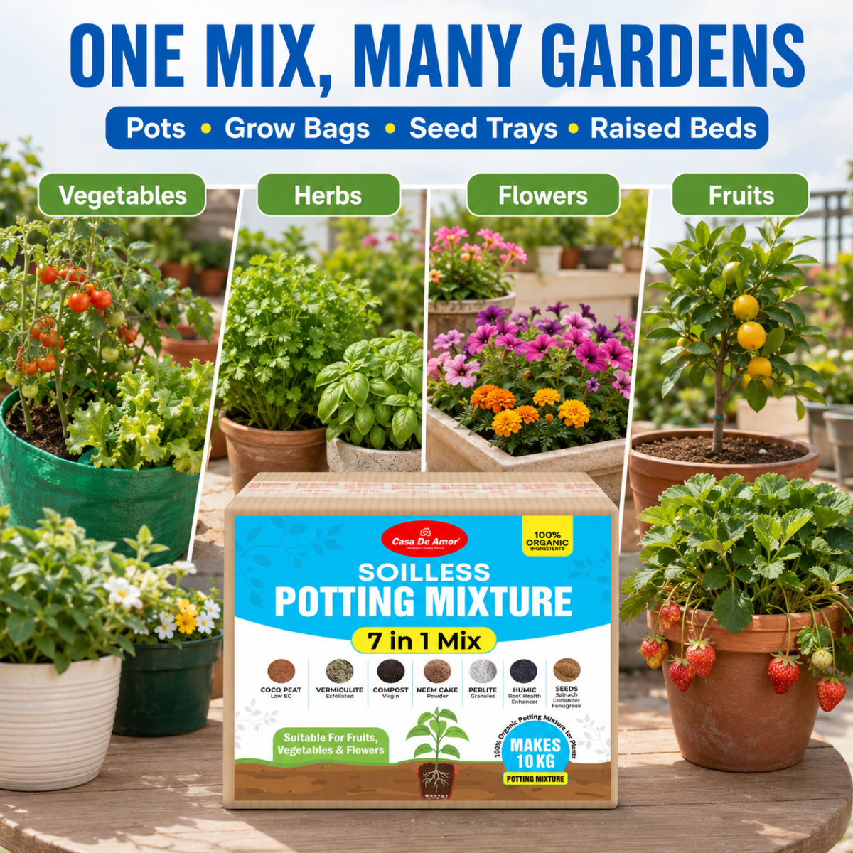 Casa De Amor 7-in-1 Potting Soil Mixture Makes Potting Soil for Plants