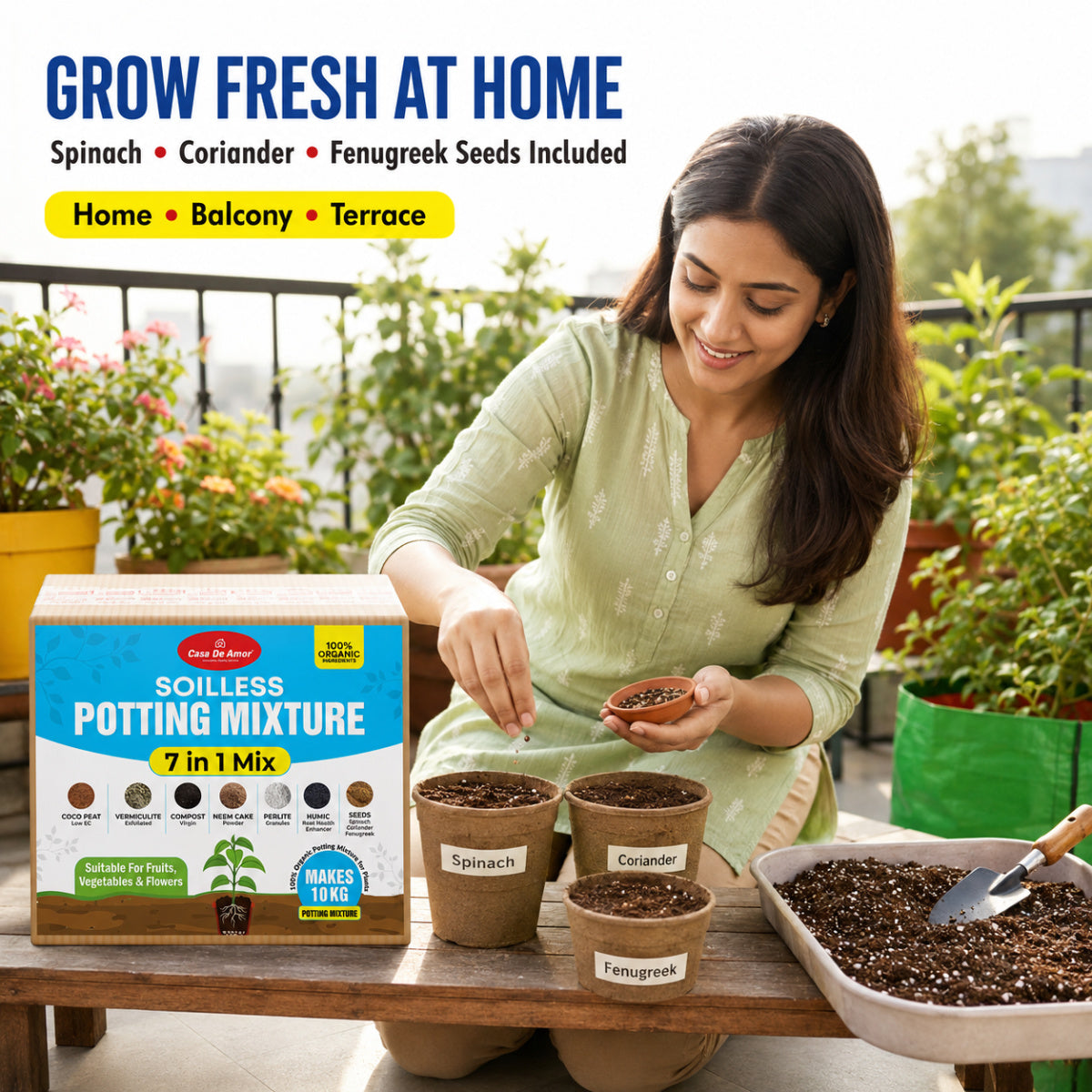 Casa De Amor 7-in-1 Potting Soil Mixture Makes Potting Soil for Plants