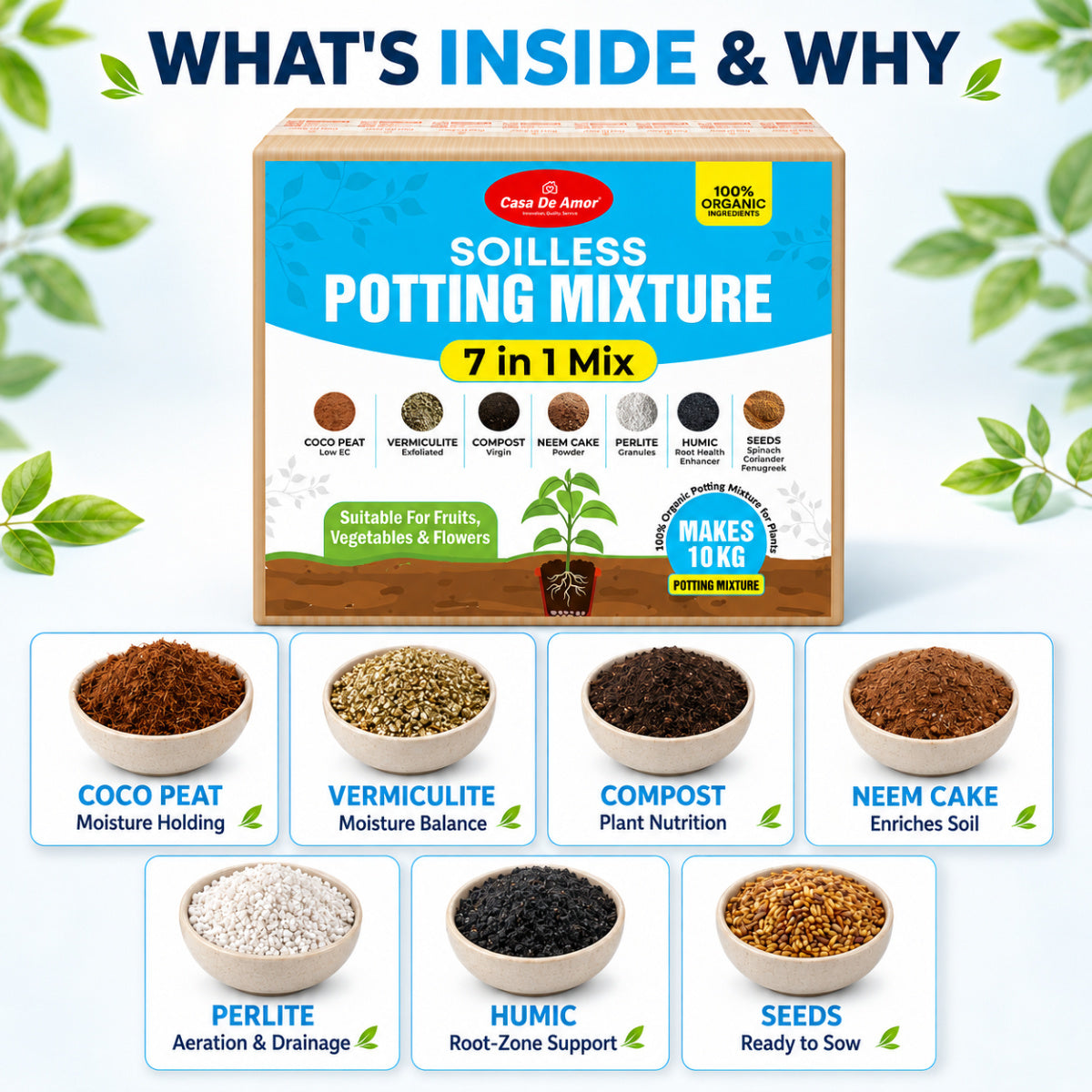 Casa De Amor 7-in-1 Potting Soil Mixture Makes Potting Soil for Plants