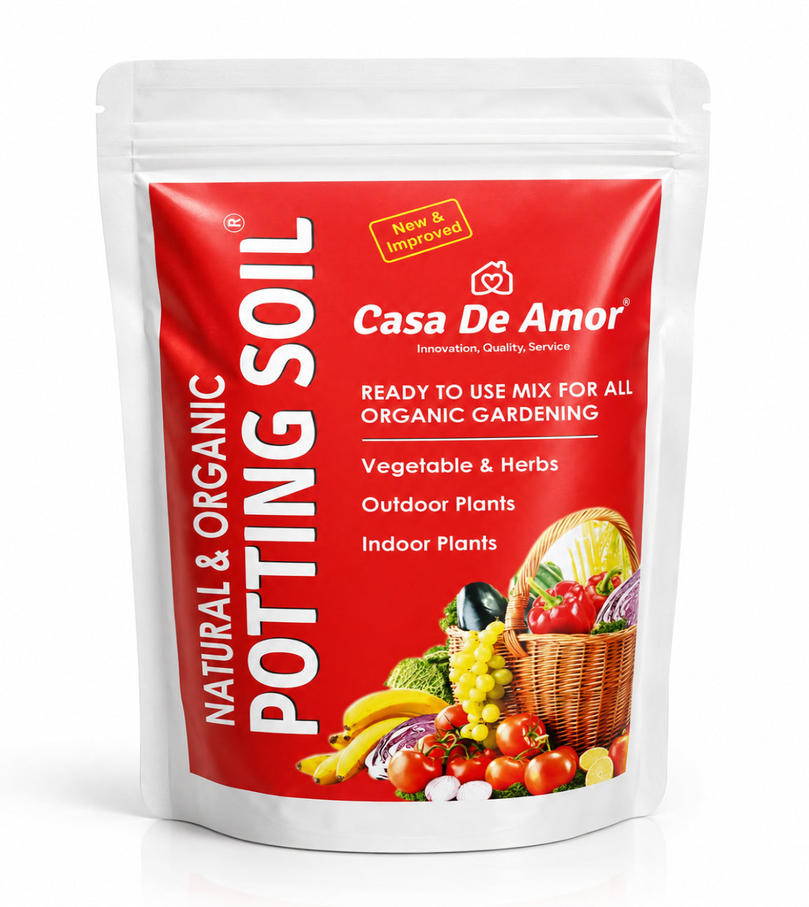 Casa De Amor Natural Potting Soil Mix with Organic Fertilizer for Flowers, Vegetables and Air Purifier Plants