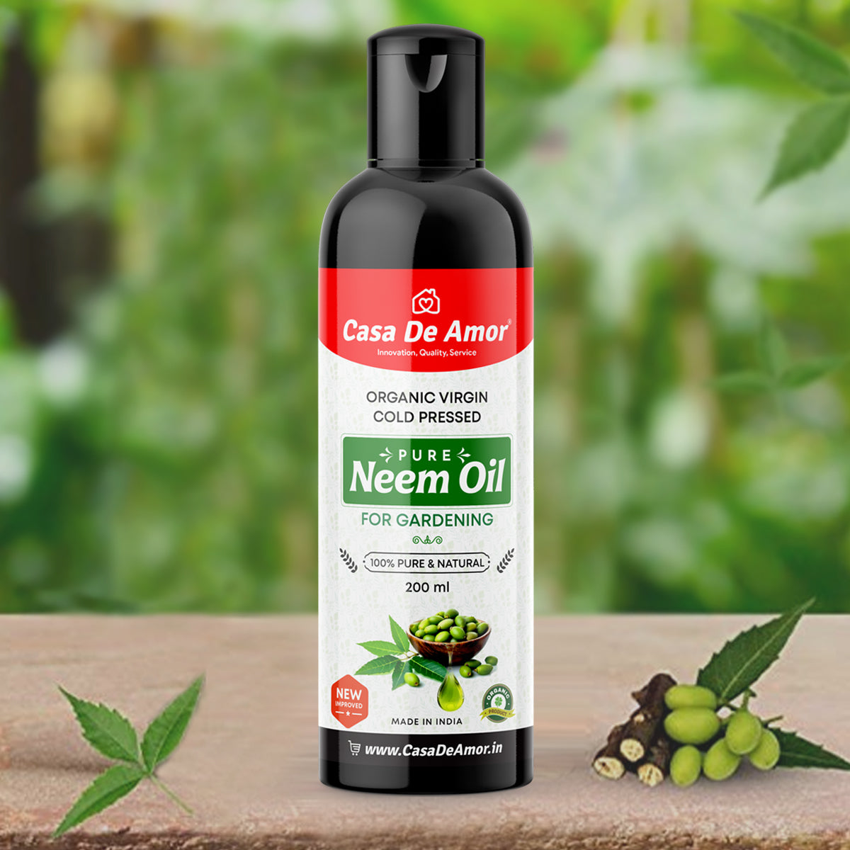 Casa De Amor Organic Cold Pressed, Pure Neem Oil For Spray On Plants & Garden